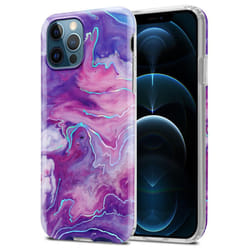 Cadorabo Case for Apple iPhone 12 PRO MAX TPU Silicone Cover Protection - Purple Pink Marble No. 19