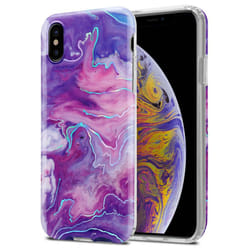 Cadorabo Case for Apple iPhone XS MAX TPU Silicone Cover Protection - Purple Pink Marble No. 19