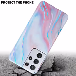 Cadorabo Case for Samsung Galaxy S21 ULTRA TPU Silicone Cover Protection - White Pink Marble No. 15