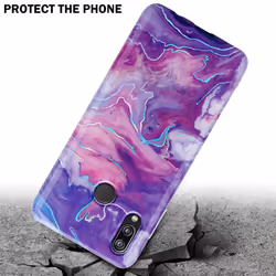 Cadorabo Case for Huawei P20 LITE 2018 / NOVA 3E TPU Silicone Cover Protection - Purple Pink Marble No. 19