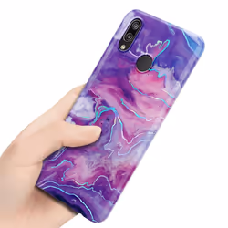 Cadorabo Case for Huawei P20 LITE 2018 / NOVA 3E TPU Silicone Cover Protection - Purple Pink Marble No. 19