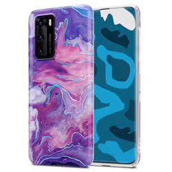 Cadorabo Case for Huawei P40 TPU Silicone Cover Protection - Purple Pink Marble No. 19