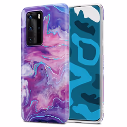 Cadorabo Case for Huawei P40 PRO / P40 PRO+ TPU Silicone Cover Protection - Purple Pink Marble No. 19