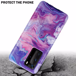 Cadorabo Case for Huawei P40 PRO / P40 PRO+ TPU Silicone Cover Protection - Purple Pink Marble No. 19