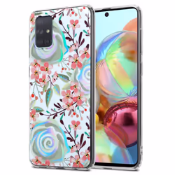 Cadorabo Flower Case for Samsung Galaxy A71 4G Cover Protection TPU - PEACH BLOSSOMS