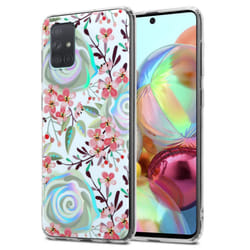 Cadorabo Flower Case for Samsung Galaxy A71 4G Cover Protection TPU - PEACH BLOSSOMS