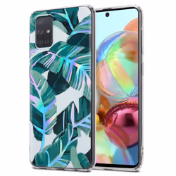Cadorabo Flower Case for Samsung Galaxy A71 4G Cover Protection TPU - BANANA LEAVES