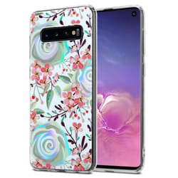 Cadorabo Flower Case for Samsung Galaxy S10 4G Cover Protection TPU - PEACH BLOSSOMS