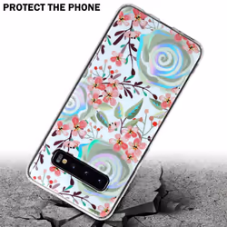 Cadorabo Flower Case for Samsung Galaxy S10 4G Cover Protection TPU - PEACH BLOSSOMS