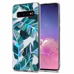 Cadorabo Flower Case for Samsung Galaxy S10 4G Cover Protection TPU - BANANA LEAVES