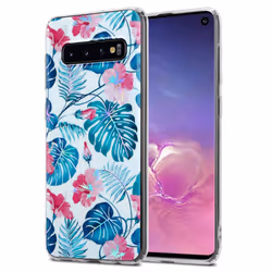 Cadorabo Flower Case for Samsung Galaxy S10 4G Cover Protection TPU - TURTLE LEAVES