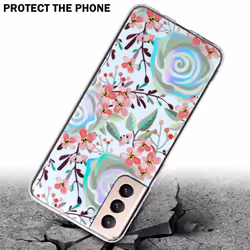 Cadorabo Flower Case for Samsung Galaxy S21 PLUS Cover Protection TPU - PEACH BLOSSOMS