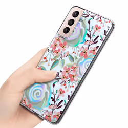 Cadorabo Flower Case for Samsung Galaxy S21 PLUS Cover Protection TPU - PEACH BLOSSOMS