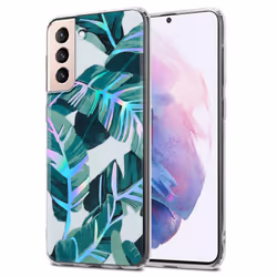 Cadorabo Flower Case for Samsung Galaxy S21 PLUS Cover Protection TPU - BANANA LEAVES