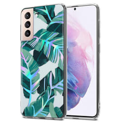 Cadorabo Flower Case for Samsung Galaxy S21 PLUS Cover Protection TPU - BANANA LEAVES