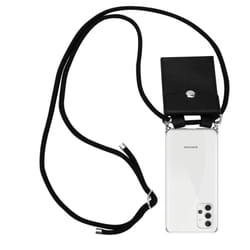 Cadorabo Lanyard Silver Necklace Case for Samsung Galaxy A32 5G TPU Silicone Cover Back Case - Black