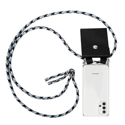 Cadorabo Lanyard Silver Necklace Case for Samsung Galaxy A32 5G TPU Silicone Cover Back Case - BLACK CAMOUFLAGE