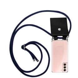 Cadorabo Lanyard Silver Necklace Case for Samsung Galaxy S21 5G TPU Silicone Cover Back Case - DEEP BLUE