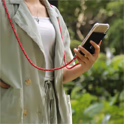 Cadorabo Lanyard Silver Necklace Case for Samsung Galaxy S21 ULTRA TPU Silicone Cover Back Case - PINK BLACK WHITE DOTS