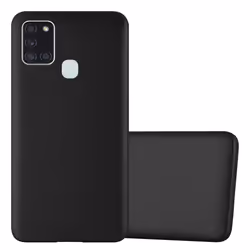 Cadorabo Case for Samsung Galaxy A21s Cover Matt Metallic Protection TPU Silicone Gel Back case - METALLIC BLACK