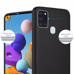 Cadorabo Case for Samsung Galaxy A21s Cover Matt Metallic Protection TPU Silicone Gel Back case - METALLIC BLACK