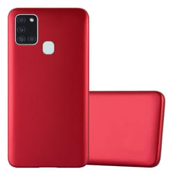Cadorabo Case for Samsung Galaxy A21s Cover Matt Metallic Protection TPU Silicone Gel Back case - METALLIC RED
