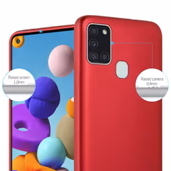 Cadorabo Case for Samsung Galaxy A21s Cover Matt Metallic Protection TPU Silicone Gel Back case - METALLIC RED