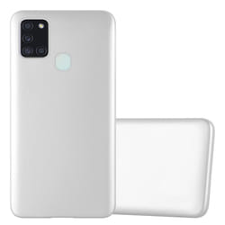 Cadorabo Case for Samsung Galaxy A21s Cover Matt Metallic Protection TPU Silicone Gel Back case - METALLIC SILVER