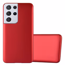 Cadorabo Case for Samsung Galaxy S21 ULTRA Cover Matt Metallic Protection TPU Silicone Gel Back case - METALLIC RED