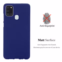Cadorabo Case for Samsung Galaxy A21s Cover Matt Protection TPU Silicone Gel Back case - FROST DARK BLUE