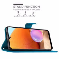 Cadorabo Flower Case for Samsung Galaxy A32 4G Cover Book Wallet Protection PU Leather Flip Etui magnetic closure - FLORAL BLUE