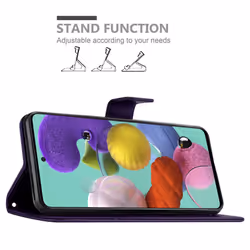 Cadorabo Flower Case for Samsung Galaxy A51 5G Cover Book Wallet Protection PU Leather Flip Etui magnetic closure - FLORAL DARK PURPLE