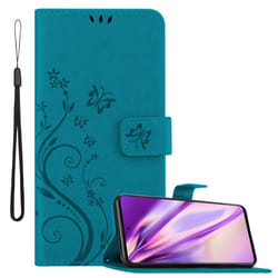 Cadorabo Flower Case for Samsung Galaxy A51 5G Cover Book Wallet Protection PU Leather Flip Etui magnetic closure - FLORAL BLUE