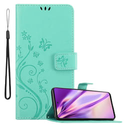 Cadorabo Flower Case for Samsung Galaxy A51 5G Cover Book Wallet Protection PU Leather Flip Etui magnetic closure - FLORAL TURQUOISE