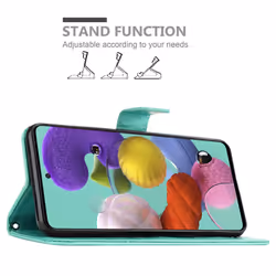Cadorabo Flower Case for Samsung Galaxy A51 5G Cover Book Wallet Protection PU Leather Flip Etui magnetic closure - FLORAL TURQUOISE
