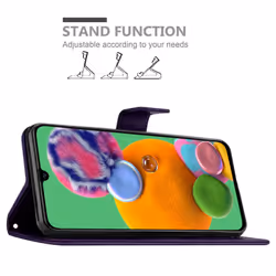 Cadorabo Flower Case for Samsung Galaxy A90 5G Cover Book Wallet Protection PU Leather Flip Etui magnetic closure - FLORAL DARK PURPLE