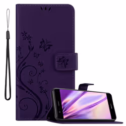 Cadorabo Flower Case for Huawei P10 LITE Cover Book Wallet Protection PU Leather Flip Etui magnetic closure - FLORAL DARK PUR ...