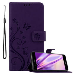 Cadorabo Flower Case for Huawei P10 LITE Cover Book Wallet Protection PU Leather Flip Etui magnetic closure - FLORAL DARK PURPLE
