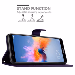 Cadorabo Flower Case for Honor 7X Cover Book Wallet Protection PU Leather Flip Etui magnetic closure - FLORAL DARK PURPLE