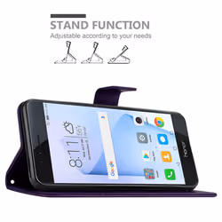 Cadorabo Flower Case for Honor 8 / 8 PREMIUM Cover Book Wallet Protection PU Leather Flip Etui magnetic closure - FLORAL DARK PURPLE