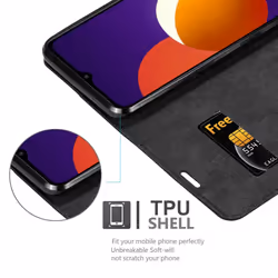 Cadorabo Case for Samsung Galaxy A12 / M12 Cover Book Wallet Protection PU Leather Flip Etui magnetic closure - NIGHT BLACK