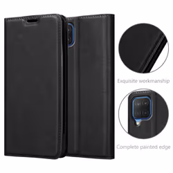 Cadorabo Case for Samsung Galaxy A12 / M12 Cover Book Wallet Protection PU Leather Flip Etui magnetic closure - NIGHT BLACK