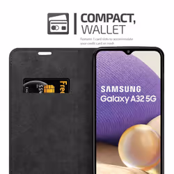 Cadorabo Case for Samsung Galaxy A32 4G Cover Book Wallet Protection PU Leather Flip Magnetic Etui - NIGHT BLACK