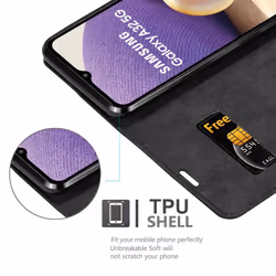 Cadorabo Case for Samsung Galaxy A32 4G Cover Book Wallet Protection PU Leather Flip Magnetic Etui - NIGHT BLACK