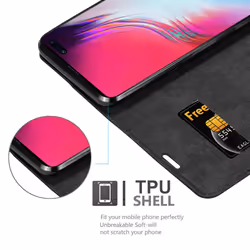 Cadorabo Case for Samsung Galaxy S10 5G Cover Book Wallet Protection PU Leather Flip Magnetic Etui - NIGHT BLACK