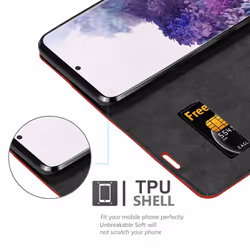 Cadorabo Case for Samsung Galaxy S20 PLUS Cover Book Wallet Protection PU Leather Flip Magnetic Etui - APPLE RED