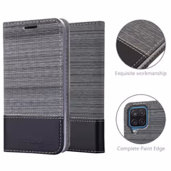 Cadorabo Case for Samsung Galaxy A12 / M12 Cover Book Wallet Protection PU Leather Flip Magnetic Etui - GREY BLACK