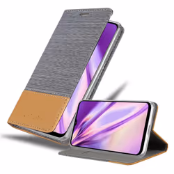 Cadorabo Case for Samsung Galaxy A12 / M12 Cover Book Wallet Protection PU Leather Flip Magnetic Etui - LIGHT GREY BROWN