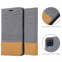 Cadorabo Case for Samsung Galaxy A12 / M12 Cover Book Wallet Protection PU Leather Flip Magnetic Etui - LIGHT GREY BROWN