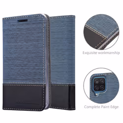 Cadorabo Case for Samsung Galaxy A12 / M12 Cover Book Wallet Protection PU Leather Flip Magnetic Etui - DARK BLUE BLACK